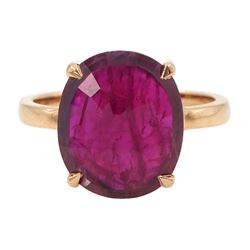 18ct rose gold single stone oval cut ruby ring, ruby approx 5.00 carat