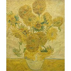 After Vincent van Gogh (Dutch 1853-1890): 'Sunflowers', oil on canvas board bearing signature 59cm x 49cm