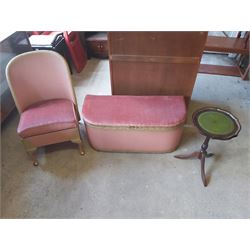 Pink Lloyd Loom Style Blanket Box and Chair with a Side Table