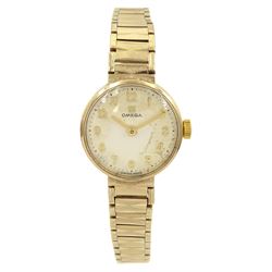 Omega ladies 9ct gold manual wind wristwatch, Ref. 7115509, Cal. 620, London 1965, on integral 9ct gold bracelet, hallmarked, boxed