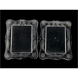 Pair of smaller Waterford Wedding Collection glass photograph frames on easel stands , aperture 18cm x 13cm 