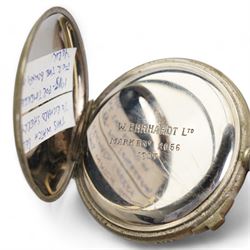 Military stop watch in plated case, inscribed 'W Ehrhardt Ltd, Mark II No.2056, 1915'