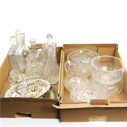 Glass decanters, fruit bowls and other glass etc in two boxes