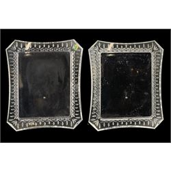 Pair of large Waterford Lismore pattern glass photograph frames on easel stands, aperture size 25cm x 20cm