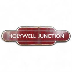 BR Midland Region station totem for Holywell Junction, L93cm x H26cm