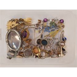 Small Box of Costume Jewellery, Cufflinks and Silver Chain, Silver Ring,Etc
