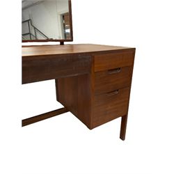 Vanson - mid-20th century teak dressing table, raised rectangular swing mirror, fitted with four drawers 