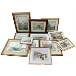 Collection of landscape watercolours to include Robert Bruce, Ken Lockhead, Cyril Langley, Tom Whitehead etc in one box (approx.12)