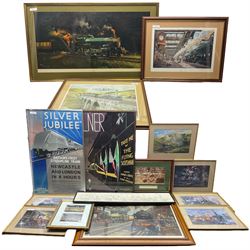 Railway interest - two LNER posters together with a large selection of prints including Phillip D Hawkins etc in one box max 75cm x 46cm (15)