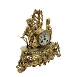 French - late 19th century spelter 8-day mantle clock, no pendulum or key.