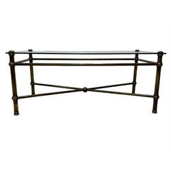 Bronzed metal and glass top coffee table 