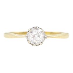 Early 20th century gold single stone old cut diamond ring, diamond approx 0.35 carat