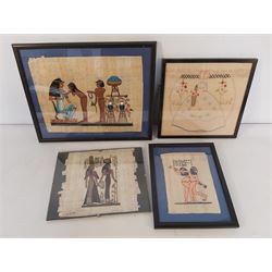 Three Egyptian Pictures and a Old Needlework Picture