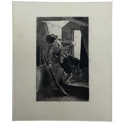 Charles Samuel Keene (British 1823-1891): 'Twenty-One Etchings', limited edition folio containing 21 window-mounted etched plates titled, the text in separate booklet signed and numbered 139/150 in pen, contained in red cloth portfolio with ties