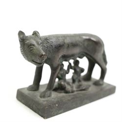 After the Antique - Grand Tour style bronze of Romulus and Remus being suckled by the she wolf L9cm