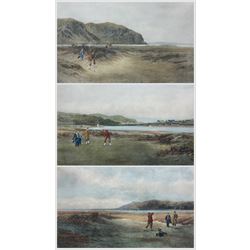Douglas Adams (British 1853-1920): 'A Difficult Bunker' 'The Putting Green' and 'The Drive', set three late 19th century lithographs with hand-colouring pub. c.1894, 37cm x 59cm (3)