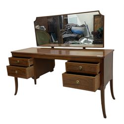 Georgian design mahogany chest, fitted with five graduating long drawers (W78cm D47cm H109cm); matching dressing table, raised mirror back, fitted with four drawers (W142cm D47cm H119cm)