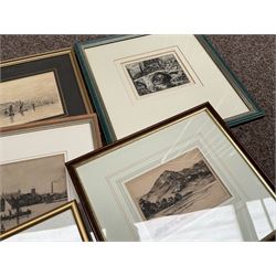 Collection of etchings including one of Whitby by various hands to include Edward Cherry, H Parkinson, Frank H etc (5)