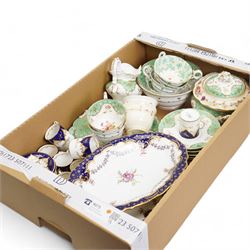 Part set of Coalport seven coffee cans and eleven saucers, together with six similarly decorated side plates and a 19th century part tea service, comprising seven tea cups of two shapes, saucers, sugar bowl, milk jug and slops bowl and stand, plus one extra tea cup of a different pattern