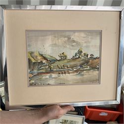 Large collection of Jack Cudworth (British 1930-2010) watercolour sketches depicting Yorkshire scenery variously signed and titled,  dated between 1945-1950 in two boxes (approx.24)