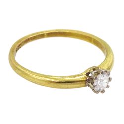 Early 20th century 18ct gold single stone old cut diamond ring, stamped, diamond approx 0.20 carat