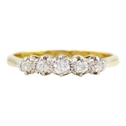 Early 20th century gold five stone old cut diamond ring, stamped 18ct, total diamond weight approx 0.20 carat