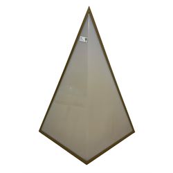 Large contemporary floor standing gilt framed light fitting of pyramid form