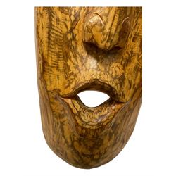 Large carved wooden tribal style wall mask, L132cm 