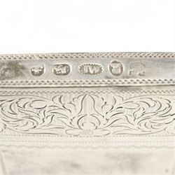 19th century silver card case engraved with scrolls and the crest of a tower and griffin 7cm x 4cm Birmingham assay circa 1830 Maker Joseph Willmore 