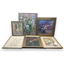 Collection of still life works to include Vivien M Edge, GB, Beryl Leslie etc (6)