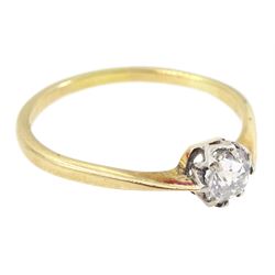 Early 20th century gold single stone old cut diamond ring, diamond approx 0.35 carat