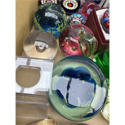 Various glass paperweights including Caithness, Selkirk, Mdina style etc, some boxed