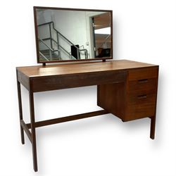 Vanson - mid-20th century teak dressing table, raised rectangular swing mirror, fitted with four drawers 