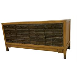 Chinese design elm chest, rectangular form fitted with twenty drawers