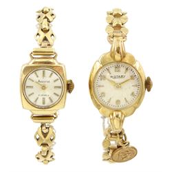 Rotary ladies 9ct gold manual wind wristwatch and an Accurist ladies 9ct gold manual wind wristwatch, both on 9ct gold bracelets, hallmarked