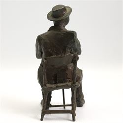 Hylton Stockwell (British): Limited edition bronze sculpture of a seated man, signed and dated 1999, 2/10, H19cm