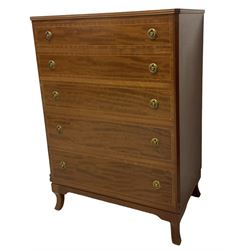 Georgian design mahogany chest, fitted with five graduating long drawers (W78cm D47cm H109cm); matching dressing table, raised mirror back, fitted with four drawers (W142cm D47cm H119cm)