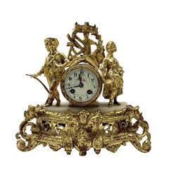 French - late 19th century spelter 8-day mantle clock, no pendulum or key.