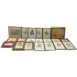 Set of 12 prints depicting traditional military dress for various countries together with other horticultural and equine prints, and one textured William Turner print in one box max 27cm x 35cm (20)