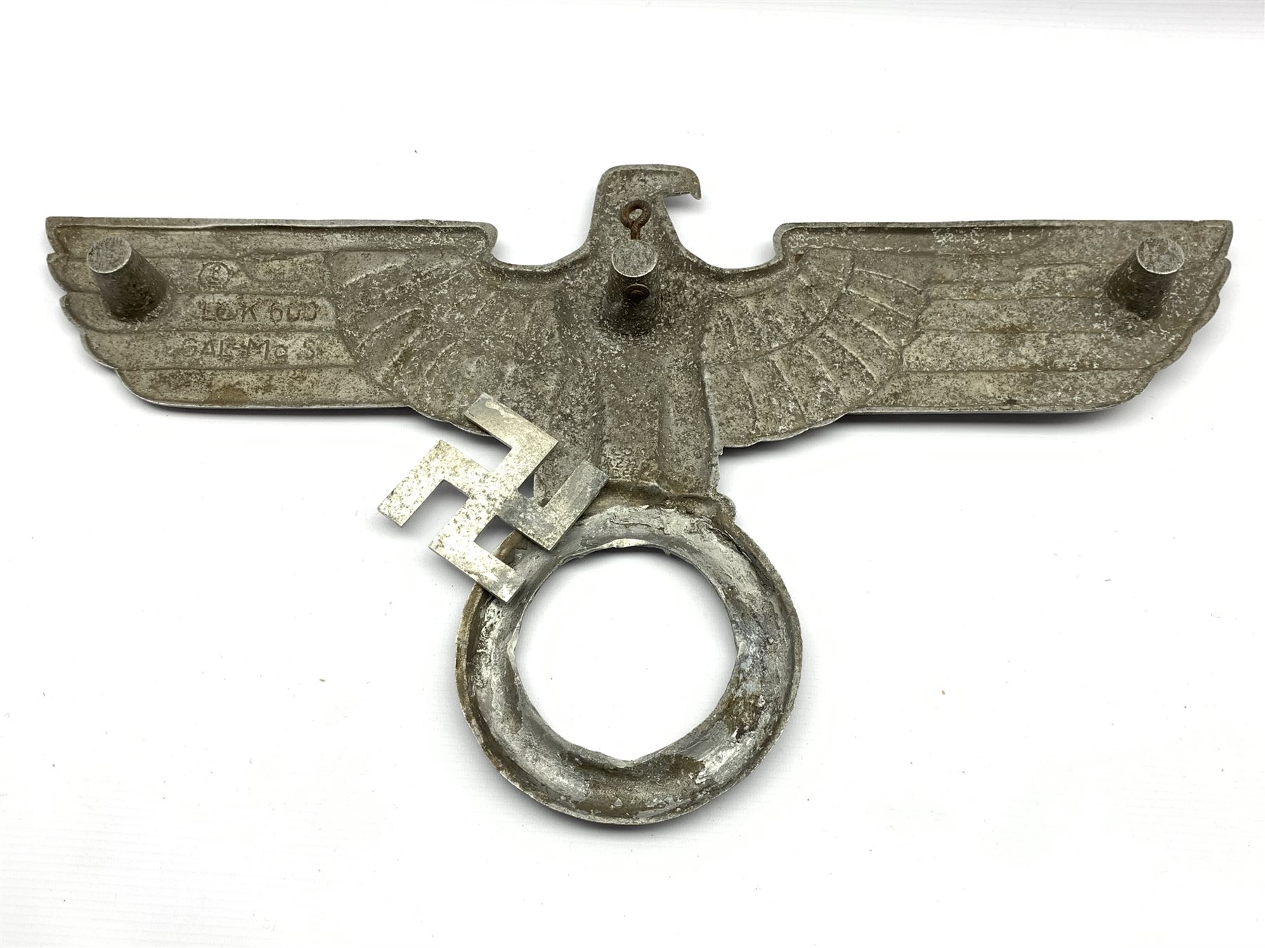 Third Reich Nazi Germany Cast Metal Insignia Eagle With Spread Wings Above Wreath A F Swastika