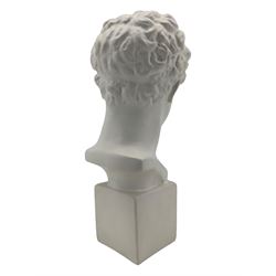 Large plaster classical bust, on integral square plinth, H61cm 