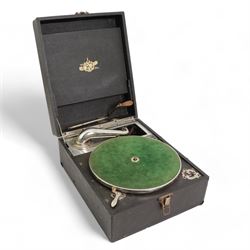 Sweet Mellow Tone wind up gramophone in black rexine case circa 1930